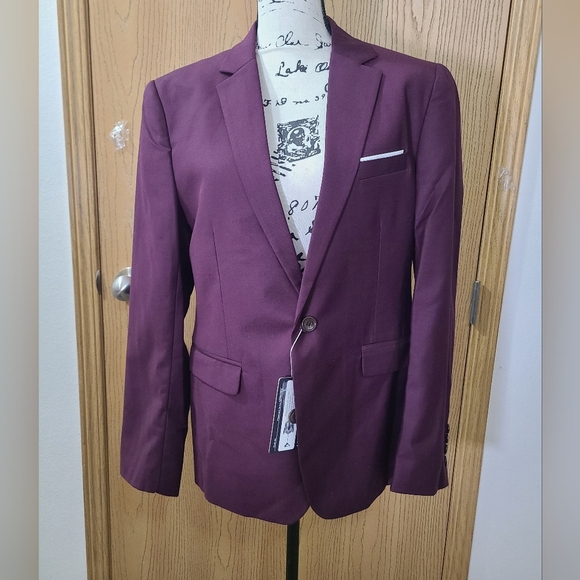 NWT Burgundy Single Button Suit Coat Jacket - Picture 1 of 2